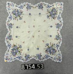 Handkerchief, blue flowers and ribbons