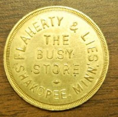 Flaherty & Lies Token, Shakopee, 1935