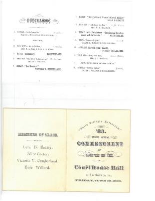 Mantorville High School Commencement Program 1883