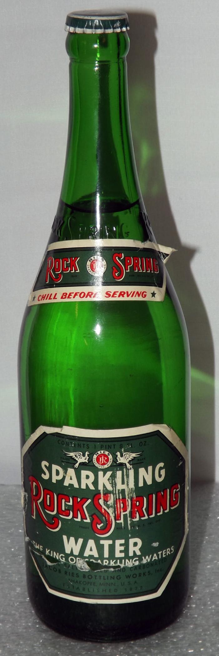 Green Glass Bottle, Rock Spring, Jacob Ries Bottling Works, 1950