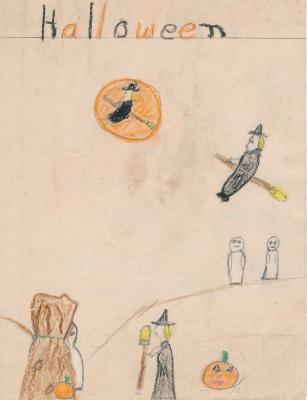 Halloween Party Invitation - Hand-made by Patricia Donnelly for her mother, Emma Donnelly, Cedar Lake Township, 10/30/ ?