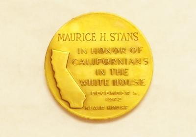 Gold coin to honor "Californians in the White House," 1972