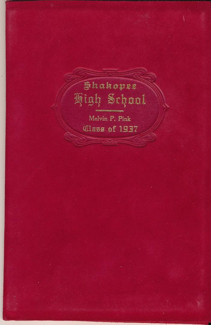 High School Diploma - Melvin P. Pink, Shakopee, 1937