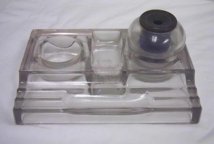 Heavy Glass Inkstand from Scott County Courthouse, Shakopee, 1907