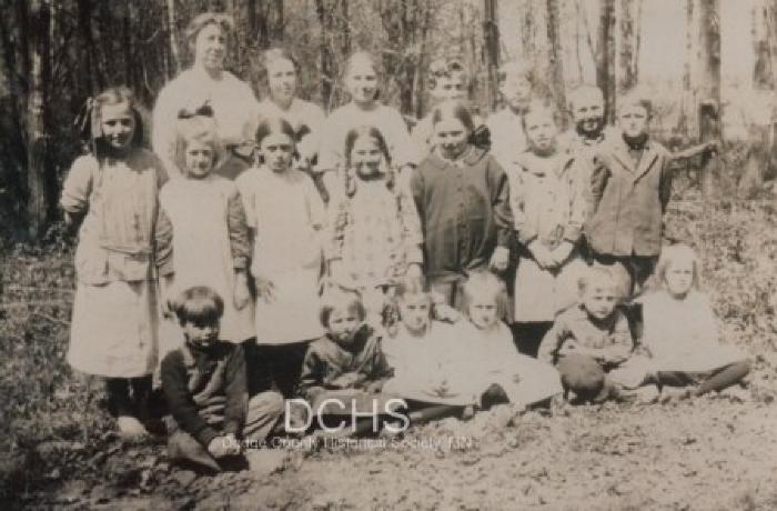 Photograph of children & the teacher from District #34 (Folkestad) School