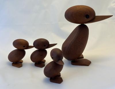Sculpture - Teak Wood Ducks designed by Kay Bojesen for Rosendahl Copenhagen