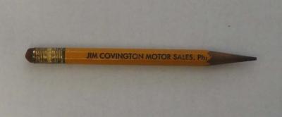 Jim Covington Motors Advertising Pencil, Shakopee, 1945