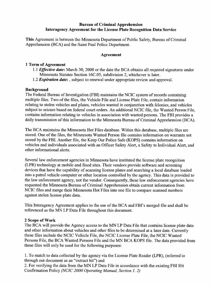 Collection of records pertaining to Saint Paul Police Department (SPPD) license plate reader technology.