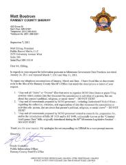 Correspondence between Randy Gunderson of the Ramsey County Sheriff’s Office and Matt Ehling of Public Record Media.