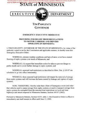 Collection of executive orders of Governor Tim Pawlenty.