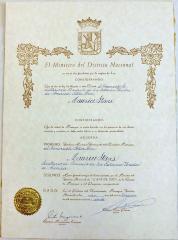 Key to the City Certificate, Managua, Nicaragua, 1970