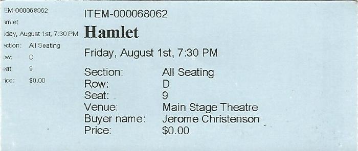 Hamlet Ticket GRSF