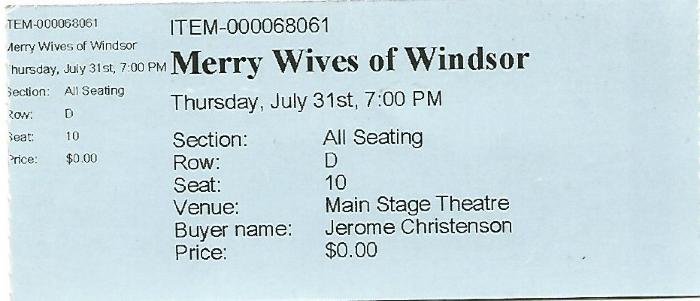 Merry Wives of Windsor Ticket