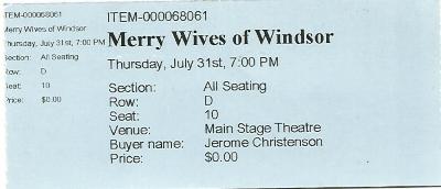 Merry Wives of Windsor Ticket