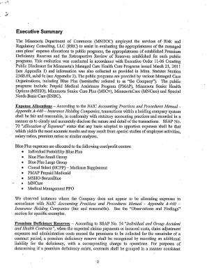 Collection of records related to Minnesota Department of Commerce review of HMO administrative expenses relates to public health care program management.