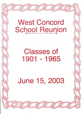 Directory for West Concord School Reunion, listing of members & addresses of classes of 1901-1965