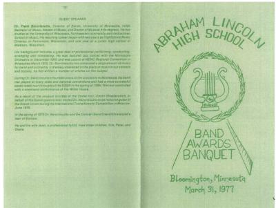 Program, 1977 LHS Band awards banquet