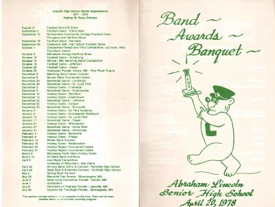Program, 1978 LHS Band awards banquet  