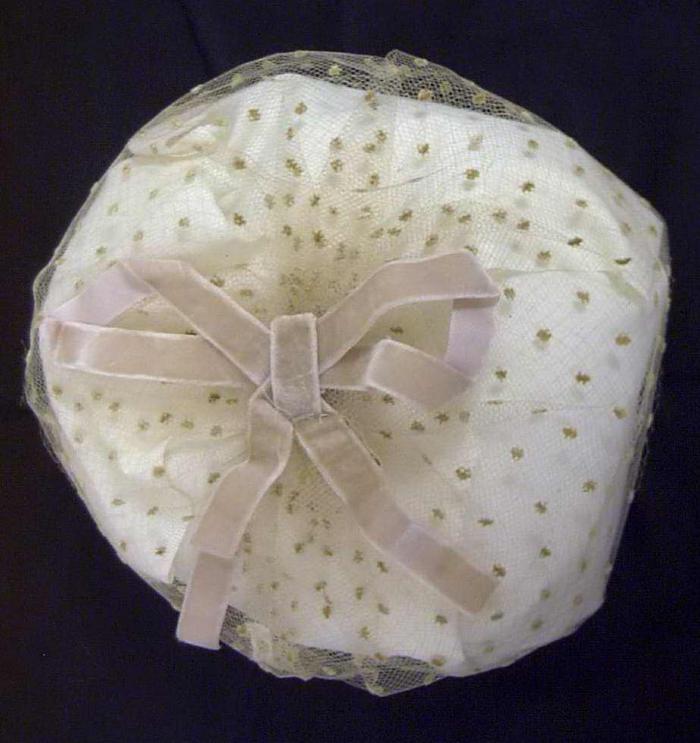 Ladies Tan Hat with Netting, 1940