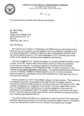 2012 FOIA request filed with U.S. Special Operations Command by Public Record Media (PRM).