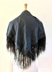 Women's Black Silk Fringed Scarf