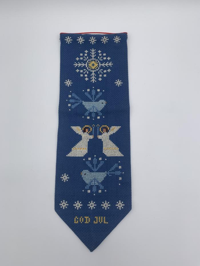 Blue Christmas Wall Hanging with Counted Cross-Stitch: Wall Hanging