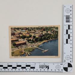 Postcard of a aerial of lake Bemidji waterfront