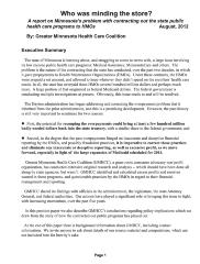“Who’s Minding the Store?”  Report produced by Greater Minnesota Health Care Coalition (GMHCC).  August 2012.