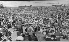 Black and white photograph of Adlai Stevenson speaking at Plowville event