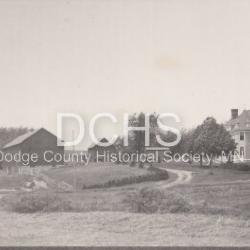 Black and white photograph of Meadowbrook house and farm buildings