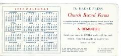 Ink blotter: The Hauke Press 1952 calendar