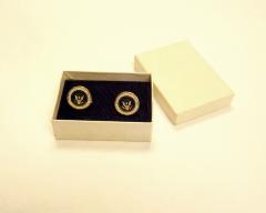Maurice Stans brass cuff links with presidential seal.