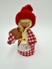 Female Doll Holding Wooden Heart: Doll