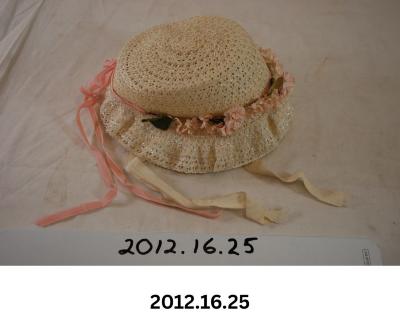 Small white straw bonnet