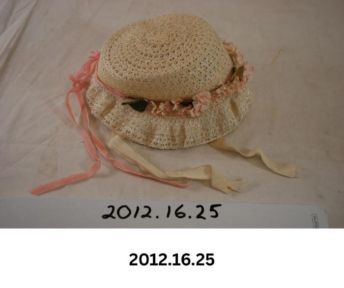 Small white straw bonnet
