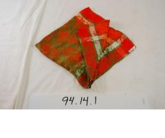 Orange and green floral silk square scarf