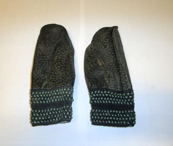 Pair of Children's Black Leather Mittens - Purchased at Bill's Toggery, Shakopee, (No Date)