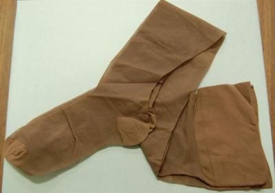 Pair of Ladies Dark Brown Nylon Stockings, Marystown, 1955