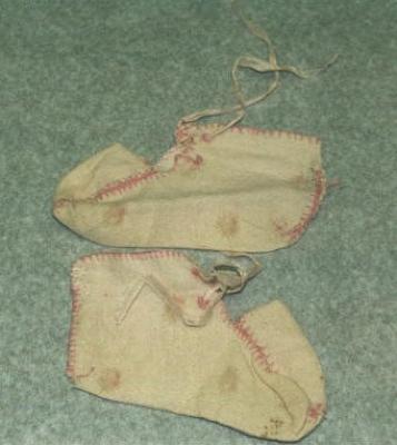 Pink Flannel Baby Booties, New Prague-Prior Lake, 1930-1935