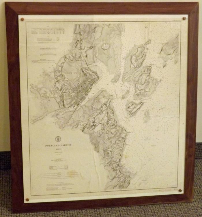Plaque with map of Portland Harbor, Maine, 1972