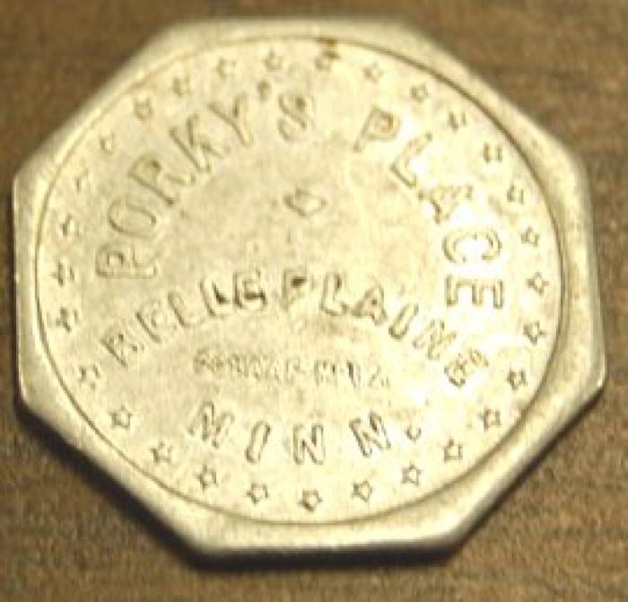 Porky's Place Token, Belle Plaine, 1945