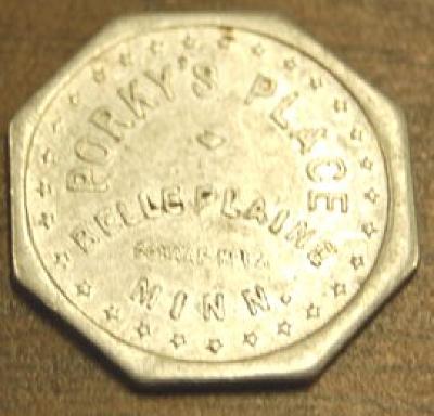 Porky's Place Token, Belle Plaine, 1945
