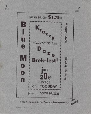 Krazzy Daze Brek-fest July 20, 1976 at the Blue Moon