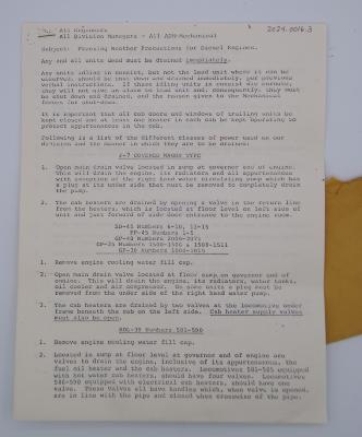 Milwaukee Road envelope and document, Freezing Weather Precautions