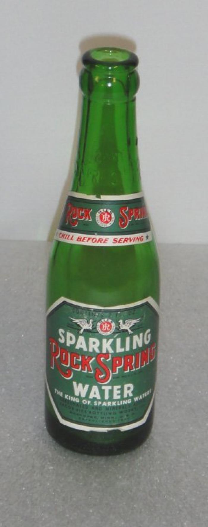 Rock Spring Sparkling Water Bottle, Jacob Ries Bottling Works, Shakopee, 1950