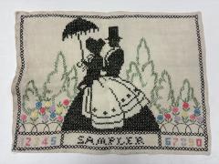 Cross Stitch of Couple in Garden