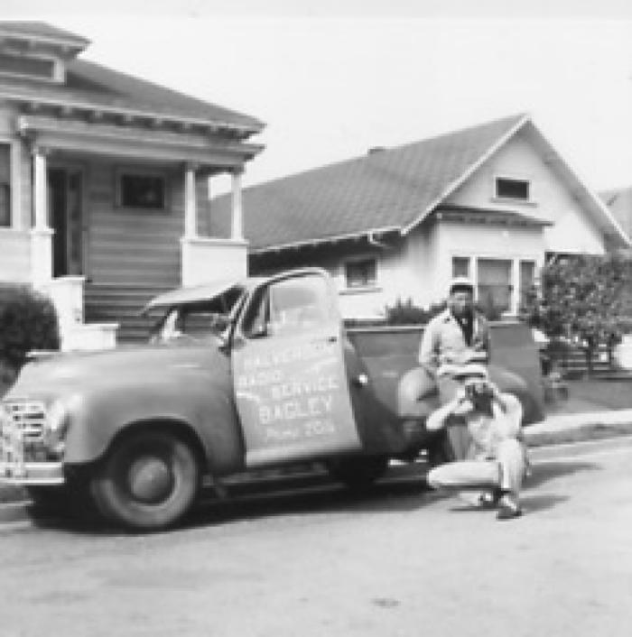 Verned Halvorson, Nick Snobeck, Ray Sorenson, Beside a Studebecker Truck, 1950's.