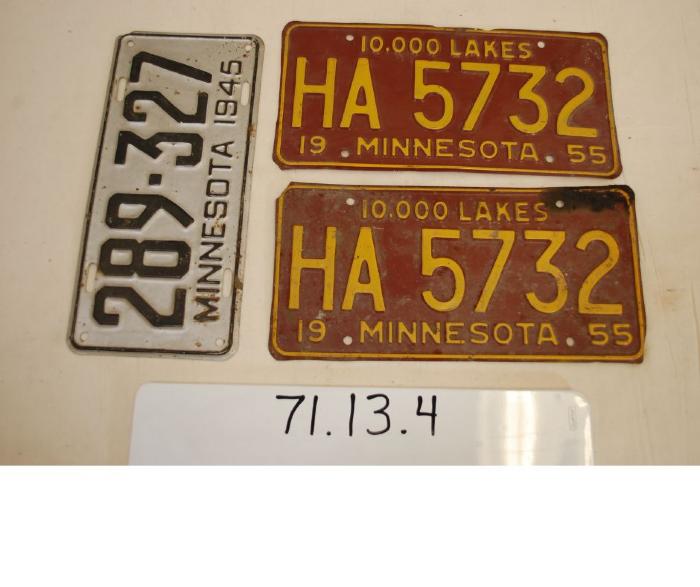 Minnesota License Plate, Number HA 5732