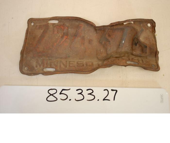 Minnesota License Plate, Number Z24-376