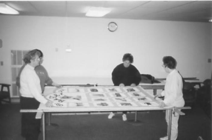 Quilt Making, Fern Drown, Marilyn Melby, Monie Martin, Lila Strandlien, 1998.